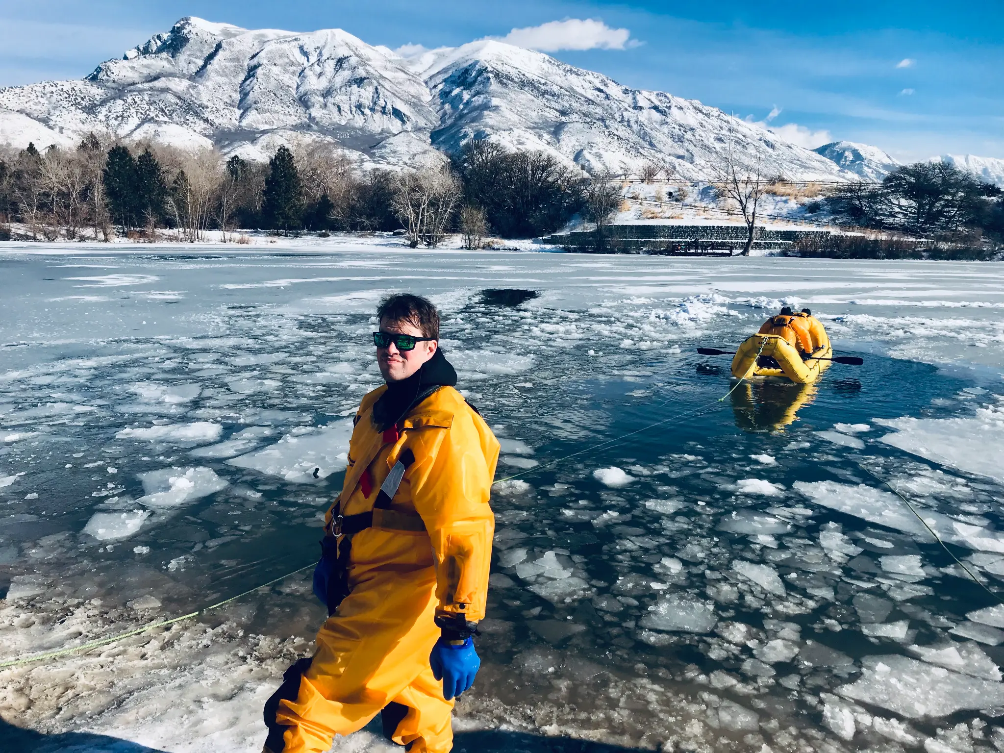 Ice rescue team training