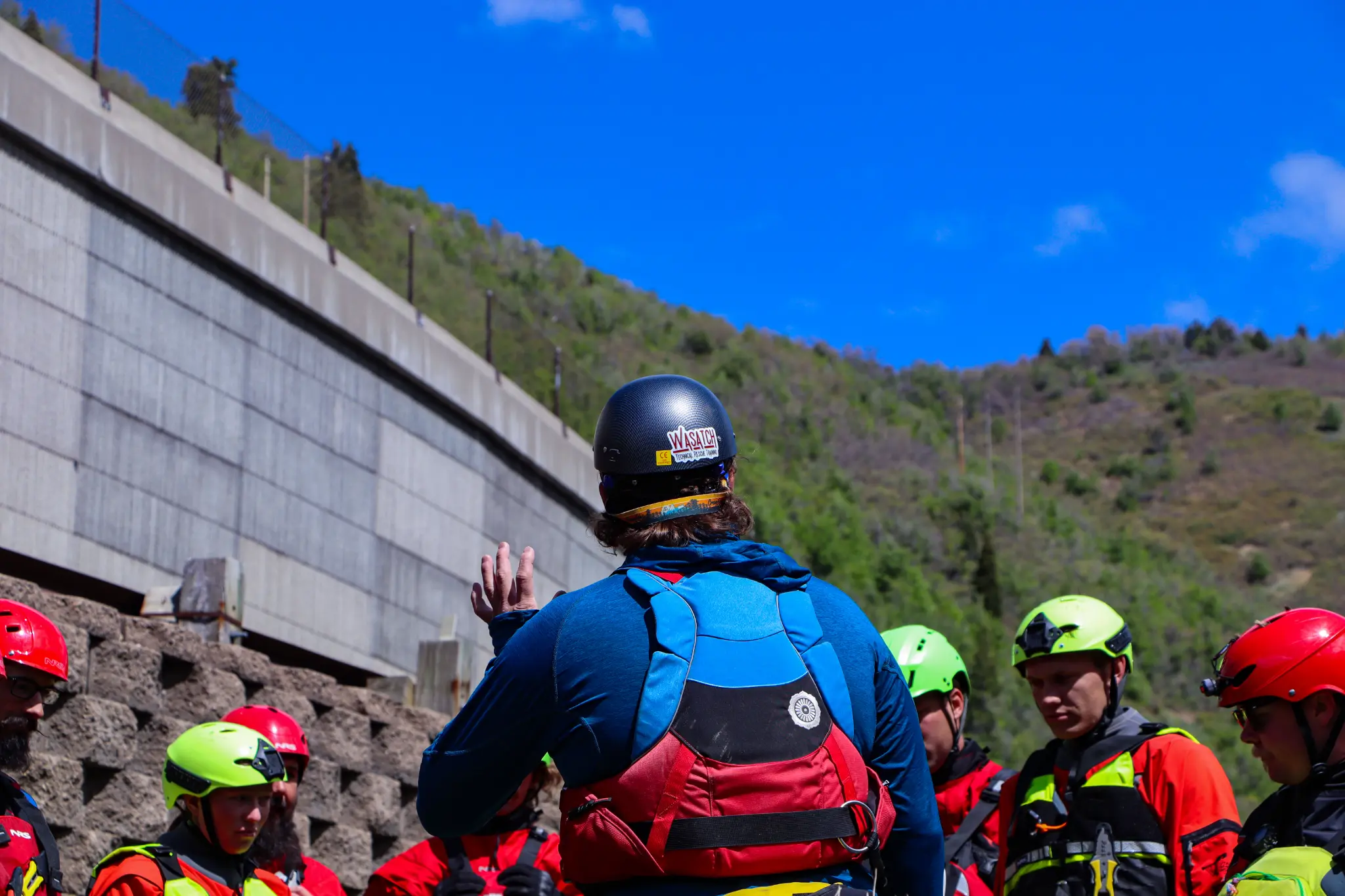 Water rescue training - instructor briefing team