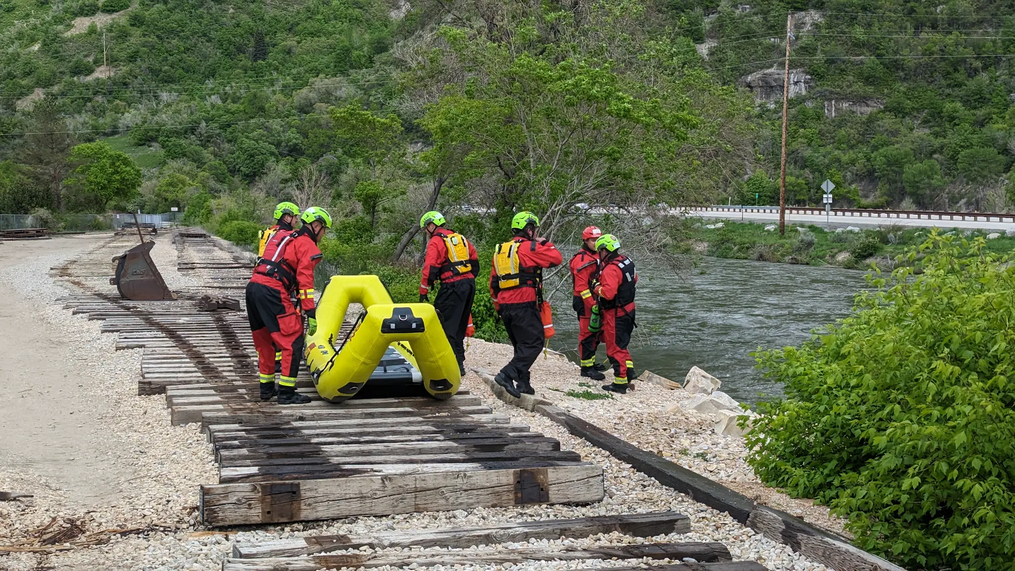 Surface water training - team preparing inflatable boat